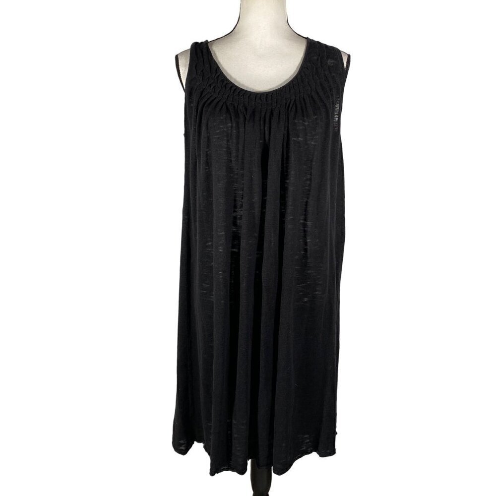 Garnet Hill slub cotton knee length linen blend shift tent dress woman's S